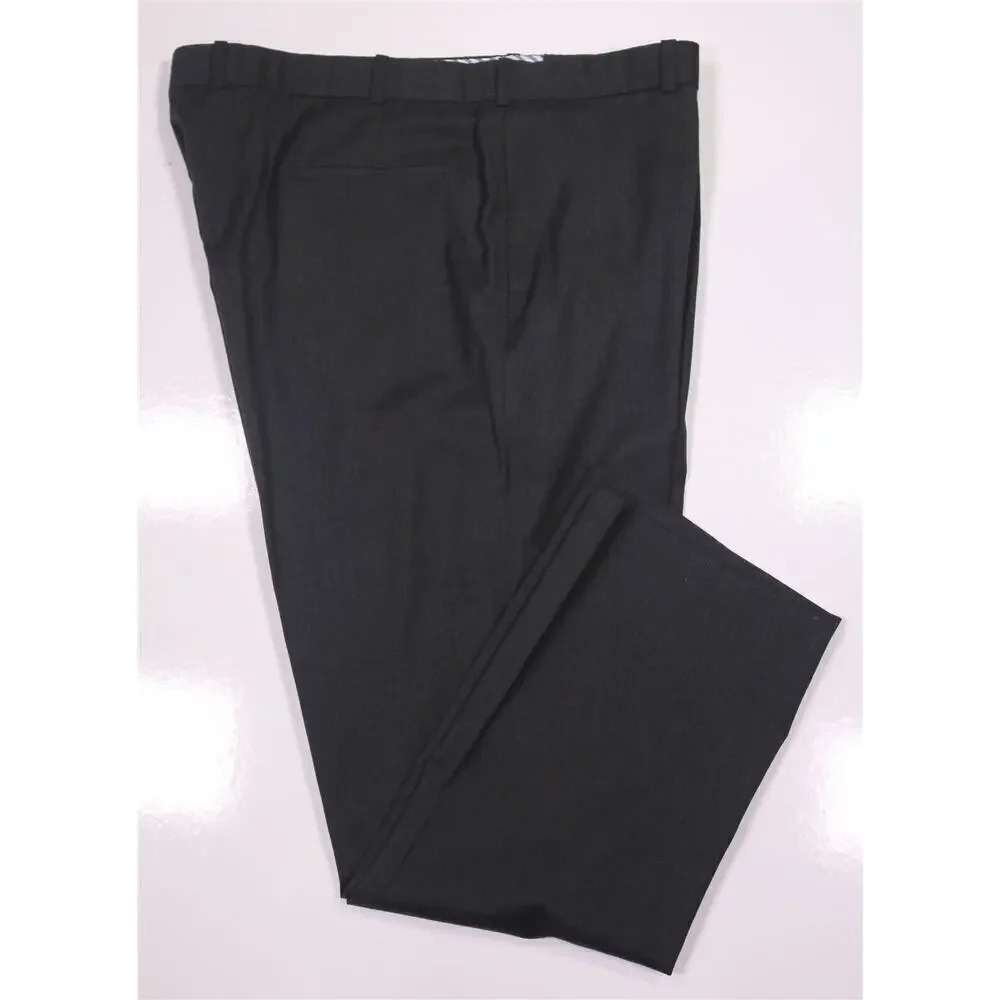 Edgar Pomeroy Bespoke Handmade Charcoal Gray Flat Front Wool Dress Pants 42x29